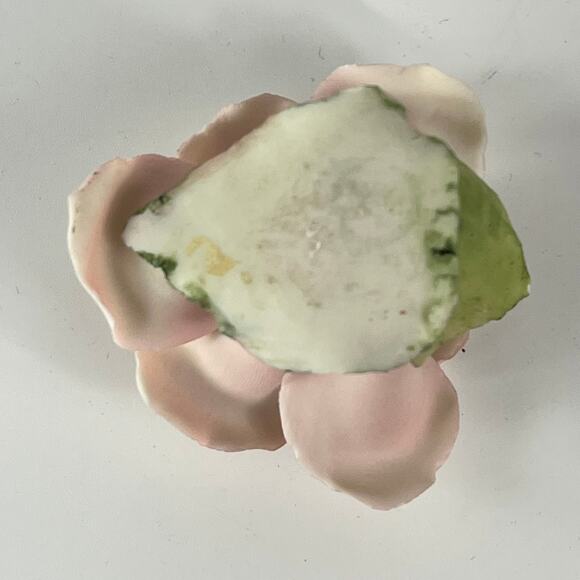 Unmarked Porcelain Pink Rose Flower Handmade Handpainted 1.5" POOR Forever Gift - Picture 6 of 10